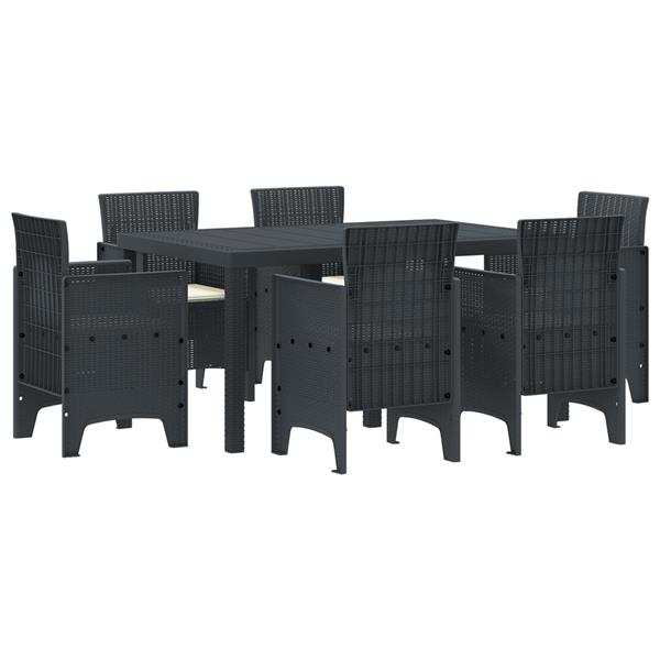 Grote foto vidaxl tuin eetset 7 pcs antraciet polt riet tuin en terras tuinmeubelen
