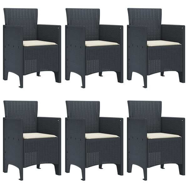 Grote foto vidaxl tuin eetset 7 pcs antraciet polt riet tuin en terras tuinmeubelen