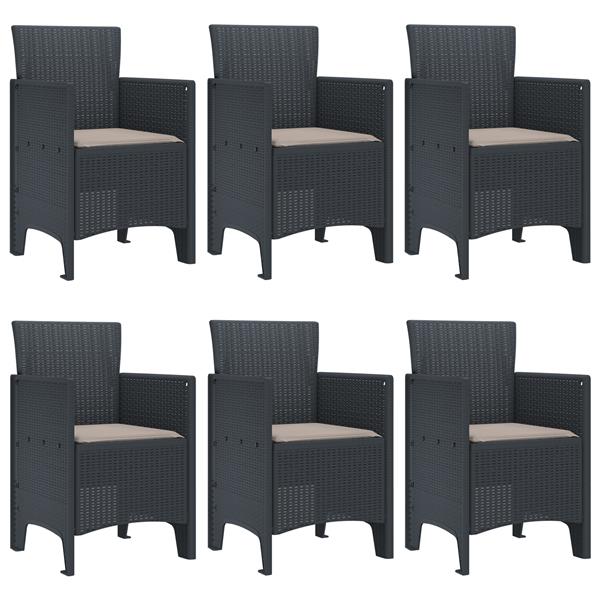 Grote foto vidaxl tuin eetset 7 pcs antraciet polt riet tuin en terras tuinmeubelen