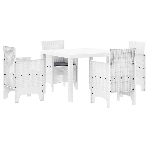 Grote foto vidaxl tuin eetset 5 pcs wit polt riet tuin en terras tuinmeubelen