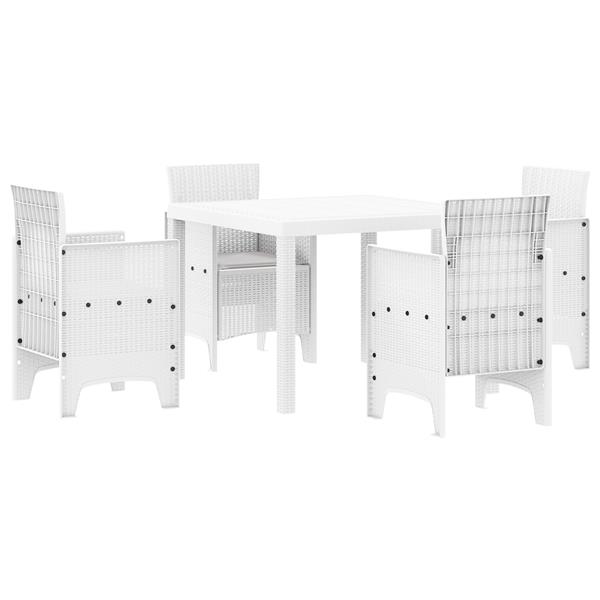 Grote foto vidaxl tuin eetset 5 pcs wit polt riet tuin en terras tuinmeubelen