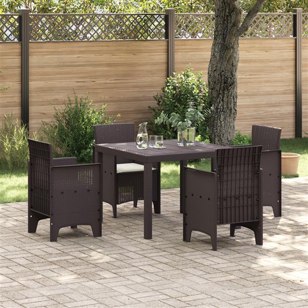 Grote foto vidaxl tuin eetset 5 pcs bruin polt riet tuin en terras tuinmeubelen
