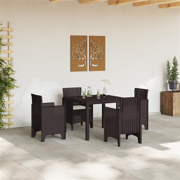 Grote foto vidaxl tuin eetset 5 pcs bruin polt riet tuin en terras tuinmeubelen