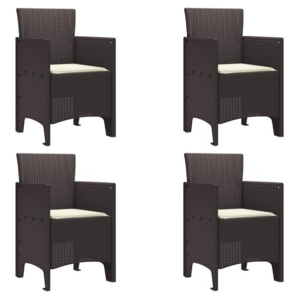 Grote foto vidaxl tuin eetset 5 pcs bruin polt riet tuin en terras tuinmeubelen