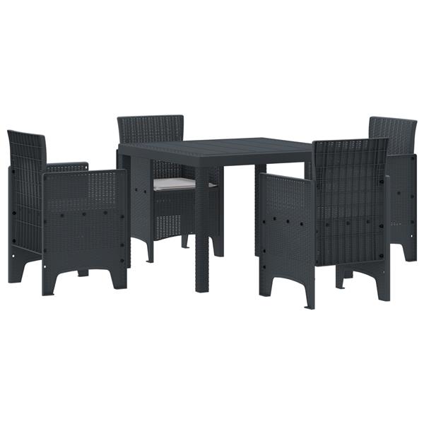 Grote foto vidaxl tuin eetset 5 pcs antraciet polt riet tuin en terras tuinmeubelen