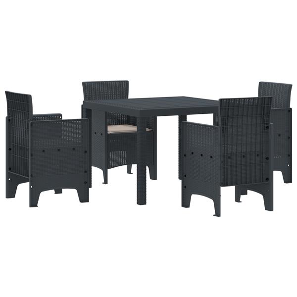Grote foto vidaxl tuin eetset 5 pcs antraciet polt riet tuin en terras tuinmeubelen