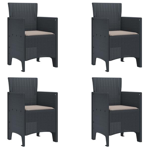 Grote foto vidaxl tuin eetset 5 pcs antraciet polt riet tuin en terras tuinmeubelen