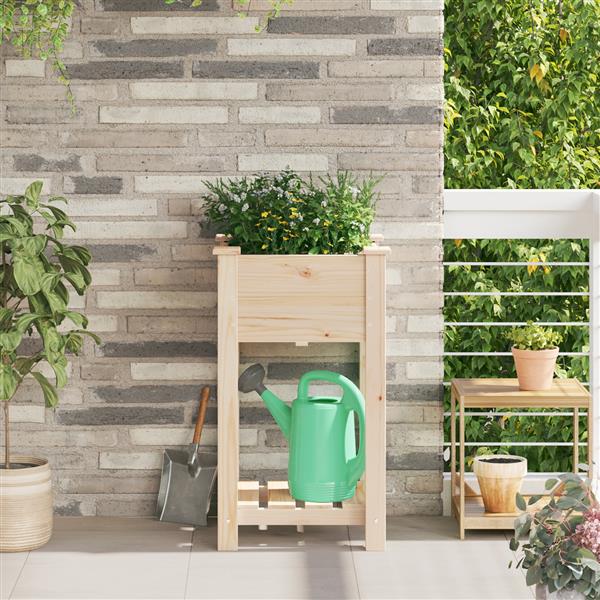 Grote foto vidaxl tuin bloempot beige 45 x 45 x 76.5 cm massief vurenhout tuin en terras overige tuin en terras
