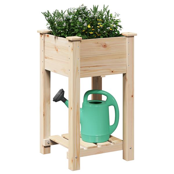 Grote foto vidaxl tuin bloempot beige 45 x 45 x 76.5 cm massief vurenhout tuin en terras overige tuin en terras