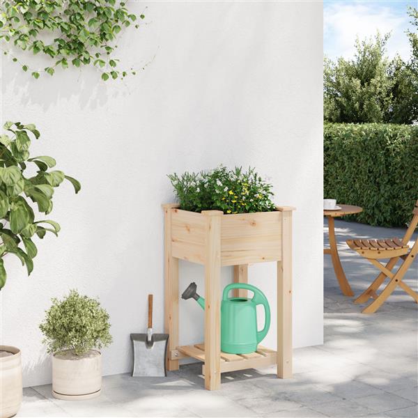 Grote foto vidaxl tuin bloempot beige 45 x 45 x 76.5 cm massief vurenhout tuin en terras overige tuin en terras