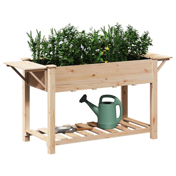 Grote foto vidaxl tuin bloempot beige 155 x 59 x 76.5 cm massief vurenhout tuin en terras overige tuin en terras
