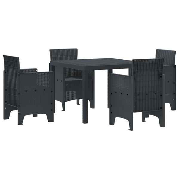 Grote foto vidaxl tuin eetset 5 pcs antraciet polt riet tuin en terras tuinmeubelen