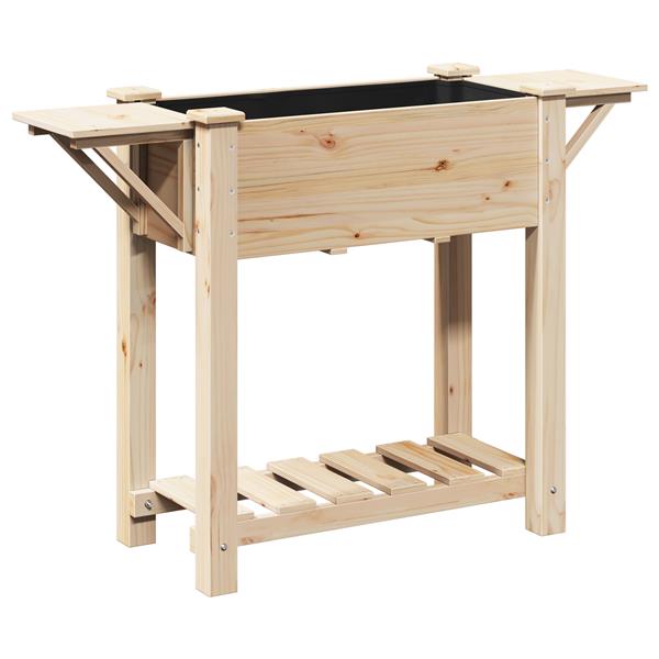 Grote foto vidaxl tuin bloempot beige 111 x 37 x 76.5 cm massief vurenhout tuin en terras overige tuin en terras