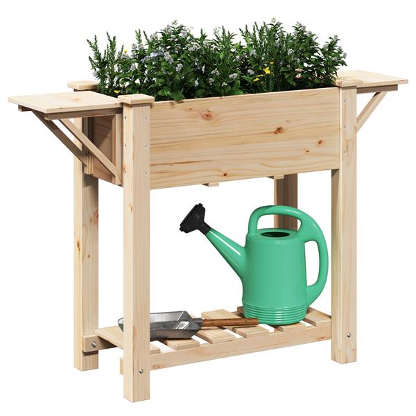 Grote foto vidaxl tuin bloempot beige 111 x 37 x 76.5 cm massief vurenhout tuin en terras overige tuin en terras
