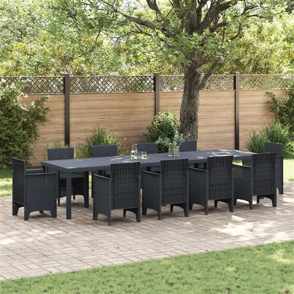 Grote foto vidaxl tuinstafel antraciet 350 x 100 x 73 cm poly rattan tuin en terras tuinmeubelen