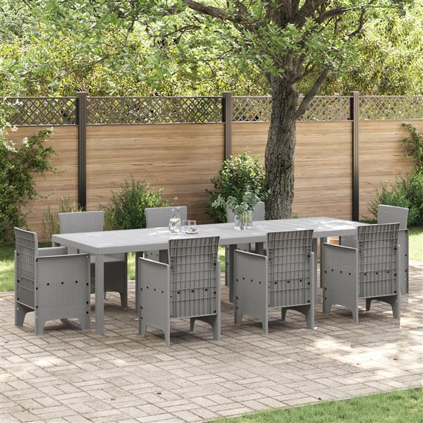 Grote foto vidaxl tuinstafel lichtgrijs 300 x 100 x 73 cm poly rattan tuin en terras tuinmeubelen