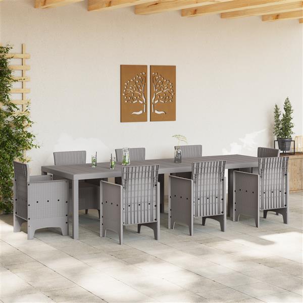 Grote foto vidaxl tuinstafel lichtgrijs 300 x 100 x 73 cm poly rattan tuin en terras tuinmeubelen