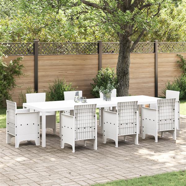 Grote foto vidaxl tuinstafel wit 300 x 100 x 73 cm poly rattan tuin en terras tuinmeubelen