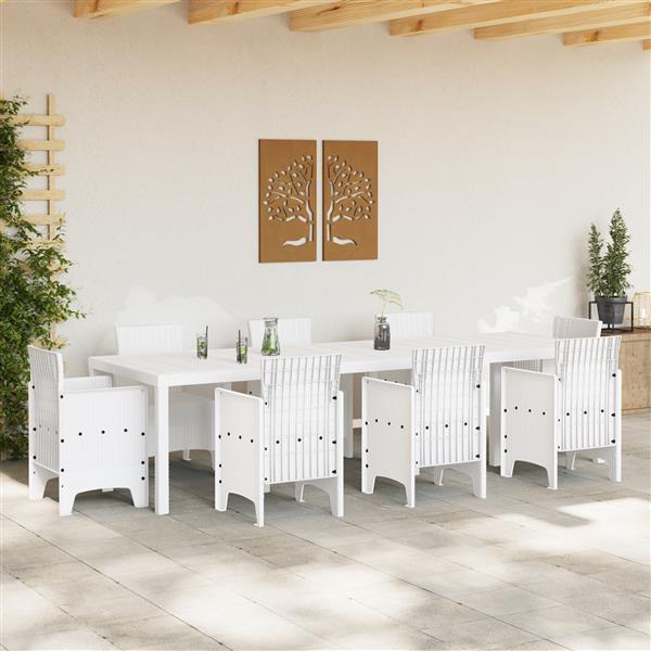 Grote foto vidaxl tuinstafel wit 300 x 100 x 73 cm poly rattan tuin en terras tuinmeubelen