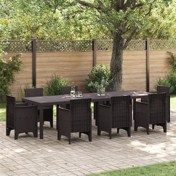 Grote foto vidaxl tuinstafel bruin 300 x 100 x 73 cm poly rattan tuin en terras tuinmeubelen
