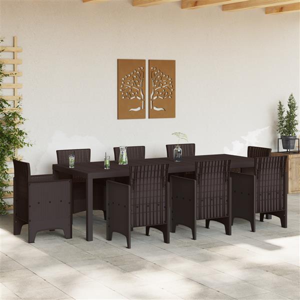 Grote foto vidaxl tuinstafel bruin 250 x 100 x 73 cm poly rattan tuin en terras tuinmeubelen