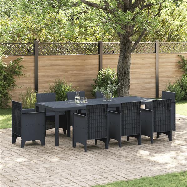 Grote foto vidaxl tuinstafel antraciet 250 x 100 x 73 cm poly rattan tuin en terras tuinmeubelen