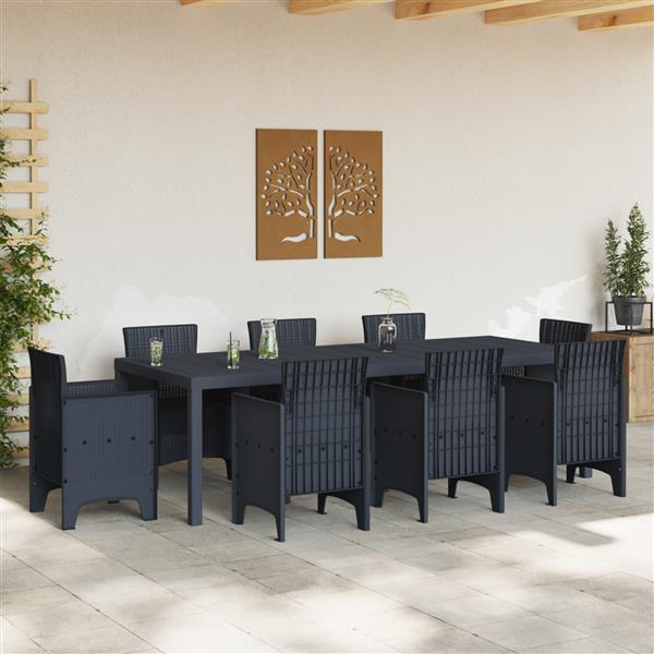 Grote foto vidaxl tuinstafel antraciet 250 x 100 x 73 cm poly rattan tuin en terras tuinmeubelen