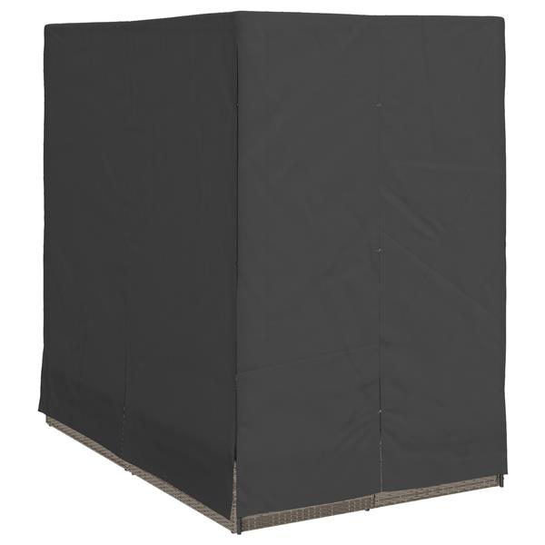 Grote foto vidaxl dubbele zonnebed met dak grijs 205 x 129 x 200 cm pe riet tuin en terras tuinmeubelen