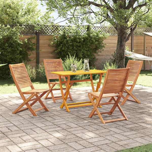 Grote foto vidaxl tuin eetset met kussen vouw 5 pcs bruin massief acaciahout tuin en terras tuinmeubelen
