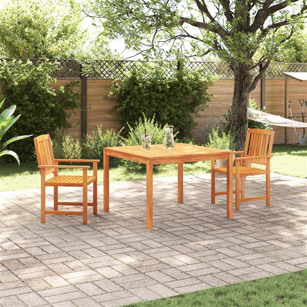 Grote foto vidaxl tuin eetset 3 pcs bruin massief acaciahout tuin en terras tuinmeubelen