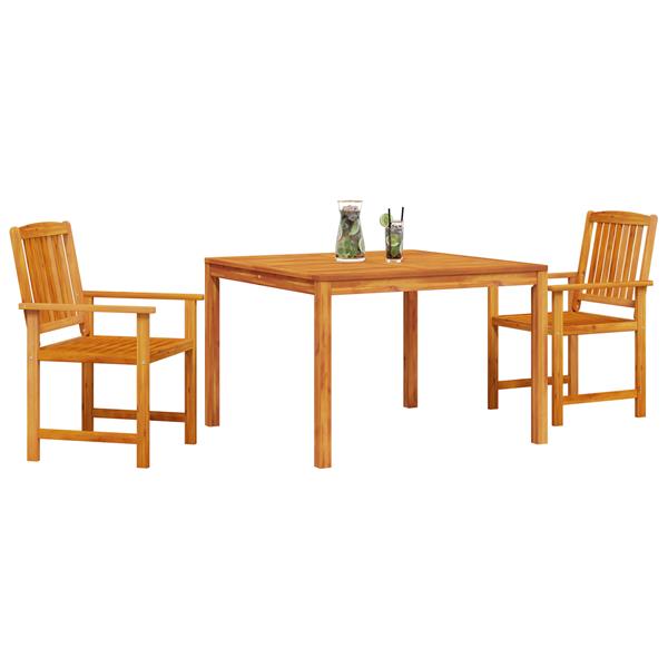Grote foto vidaxl tuin eetset 3 pcs bruin massief acaciahout tuin en terras tuinmeubelen
