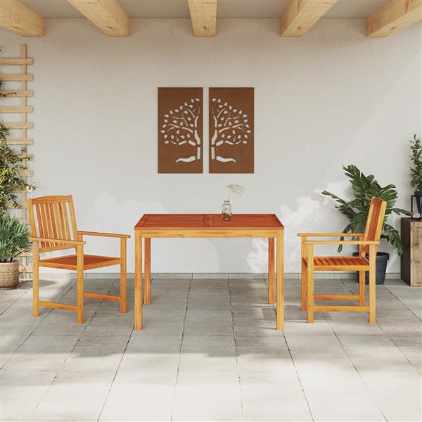 Grote foto vidaxl tuin eetset 3 pcs bruin massief acaciahout tuin en terras tuinmeubelen