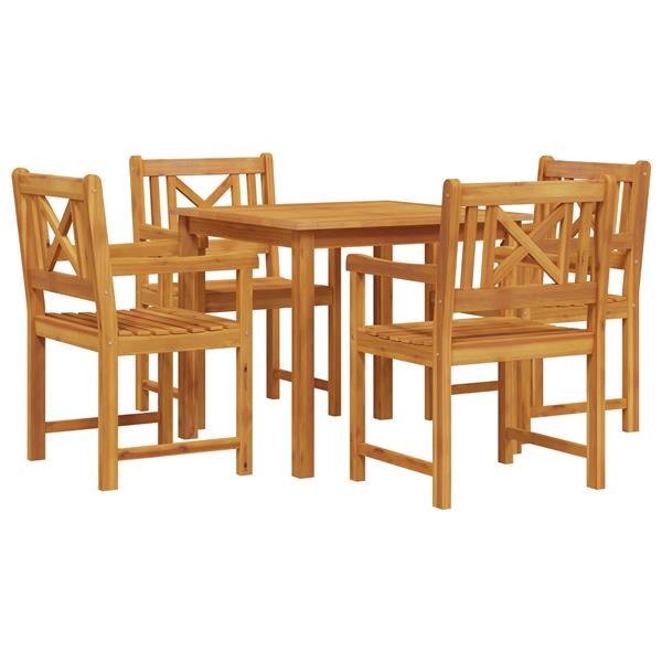 Grote foto vidaxl tuin eetset 5 pcs bruin massief acaciahout tuin en terras tuinmeubelen