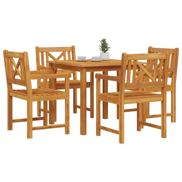 Grote foto vidaxl tuin eetset 5 pcs bruin massief acaciahout tuin en terras tuinmeubelen