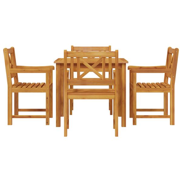 Grote foto vidaxl tuin eetset 5 pcs bruin massief acaciahout tuin en terras tuinmeubelen