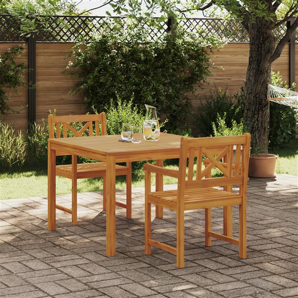 Grote foto vidaxl tuin eetset 3 pcs bruin massief acaciahout tuin en terras tuinmeubelen