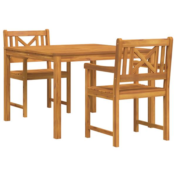 Grote foto vidaxl tuin eetset 3 pcs bruin massief acaciahout tuin en terras tuinmeubelen