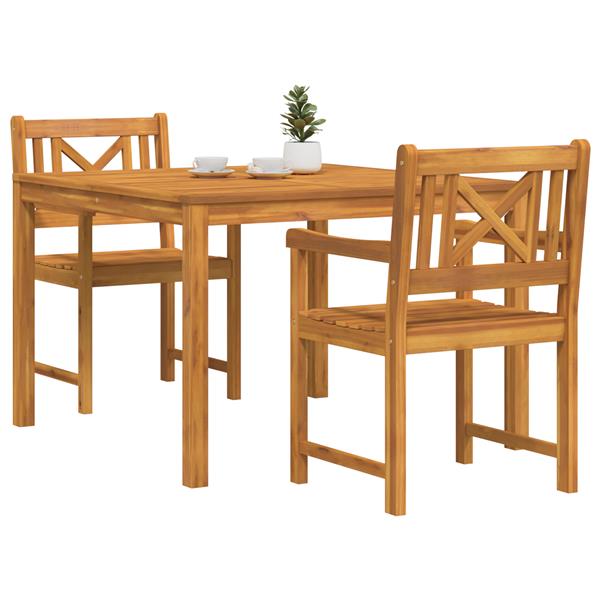 Grote foto vidaxl tuin eetset 3 pcs bruin massief acaciahout tuin en terras tuinmeubelen