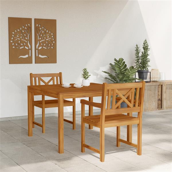 Grote foto vidaxl tuin eetset 3 pcs bruin massief acaciahout tuin en terras tuinmeubelen