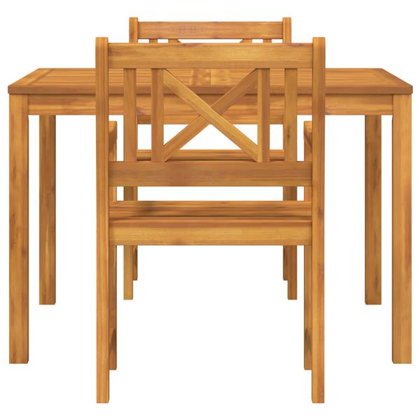 Grote foto vidaxl tuin eetset 3 pcs bruin massief acaciahout tuin en terras tuinmeubelen