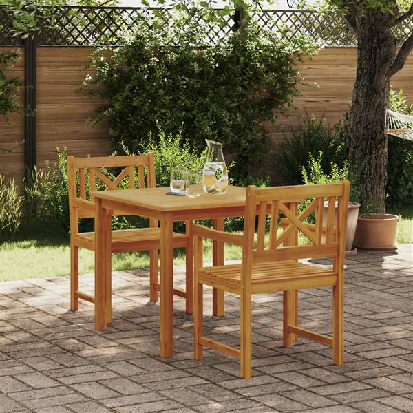 Grote foto vidaxl tuin eetset 3 pcs bruin massief acaciahout tuin en terras tuinmeubelen