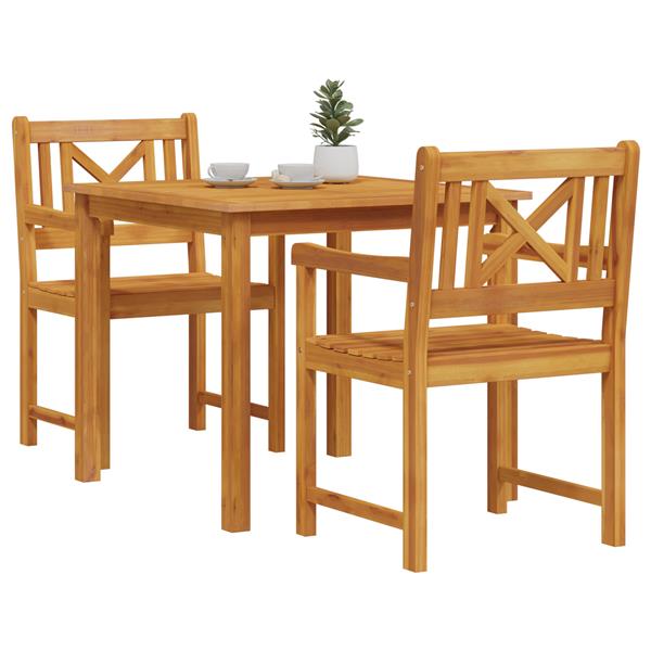 Grote foto vidaxl tuin eetset 3 pcs bruin massief acaciahout tuin en terras tuinmeubelen