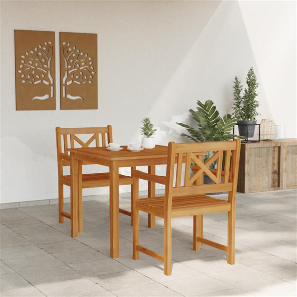 Grote foto vidaxl tuin eetset 3 pcs bruin massief acaciahout tuin en terras tuinmeubelen