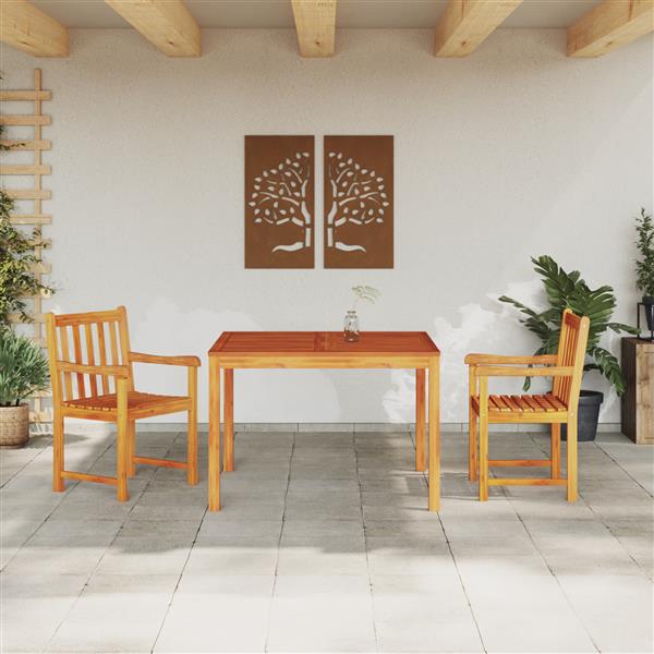 Grote foto vidaxl tuin eetset 3 pcs bruin massief acaciahout tuin en terras tuinmeubelen