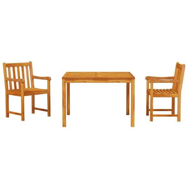 Grote foto vidaxl tuin eetset 3 pcs bruin massief acaciahout tuin en terras tuinmeubelen