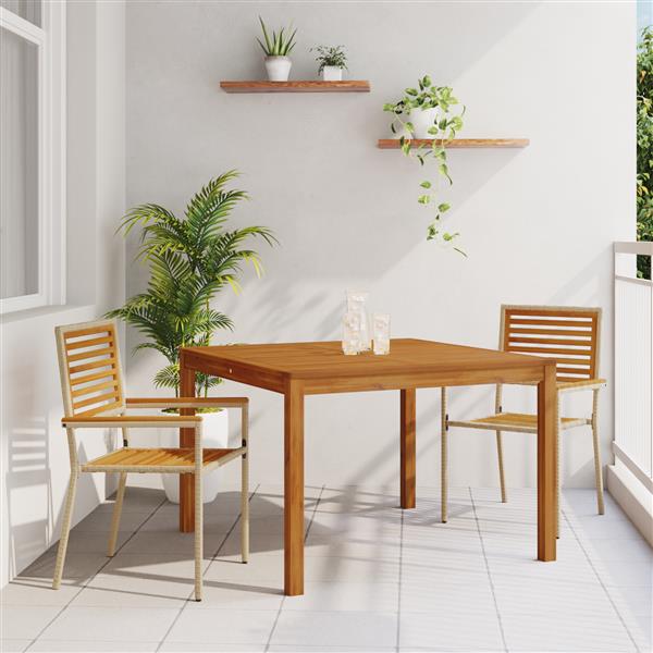 Grote foto vidaxl tuin eetset 3 pcs beige poly riet tuin en terras tuinmeubelen