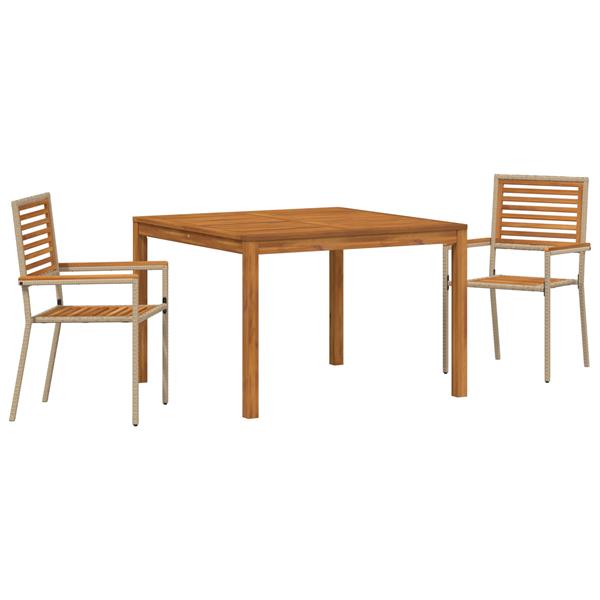 Grote foto vidaxl tuin eetset 3 pcs beige poly riet tuin en terras tuinmeubelen