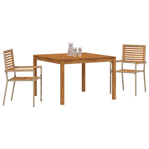 Grote foto vidaxl tuin eetset 3 pcs beige poly riet tuin en terras tuinmeubelen