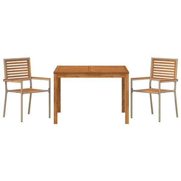 Grote foto vidaxl tuin eetset 3 pcs beige poly riet tuin en terras tuinmeubelen
