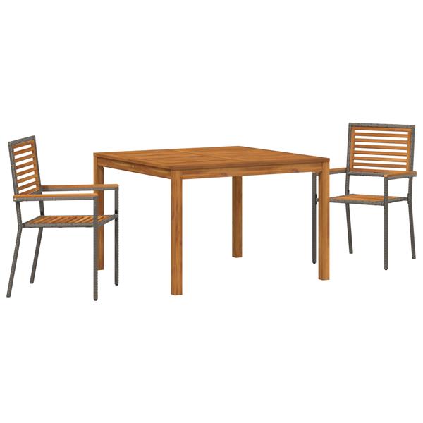 Grote foto vidaxl tuin eetset 3 pcs grijs poly riet tuin en terras tuinmeubelen